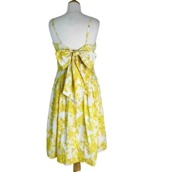 Eliza J Floral Print Cotton Bow Detail Sundress in Yellow Size 14 NWT - Picture 7 of 15